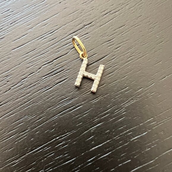 Letter H Mejuri Gold and Silver Initial Pendant - Picture 2 of 5